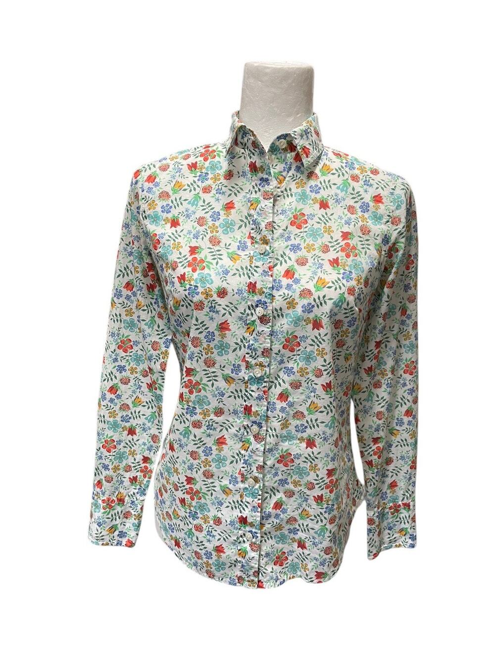J Crew Liberty Art Fabrics Button Down Blouse Floral Print Cotton Size 00 XS